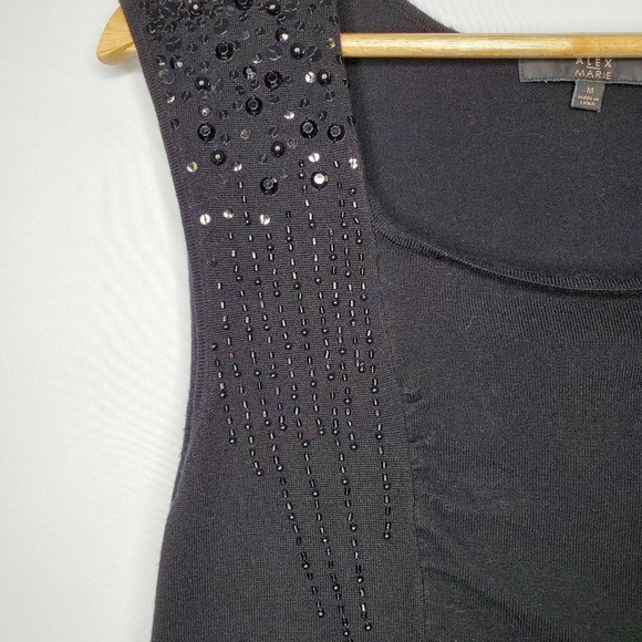 Alex Marie Beaded Sleeveless Top Black Size M - Picture 3 of 8